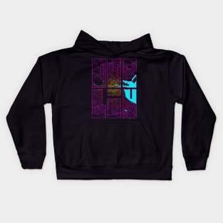 Dublin, Ireland City Map Typography - Neon Kids Hoodie